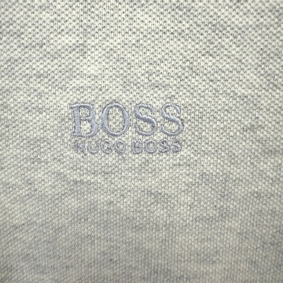 BOSS Hugo Boss Mens Heathered Light Gray Short Sleeve Polo Shirt Size Medium - Picture 7 of 7